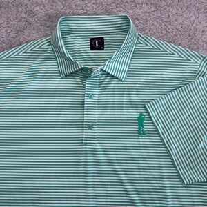 U Suck At Golf Mens XXL Green White Striped Performance Polo Shirt Short Sleeve
